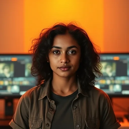 Tara Nair, Motion Designer — composite AI-generated portrait