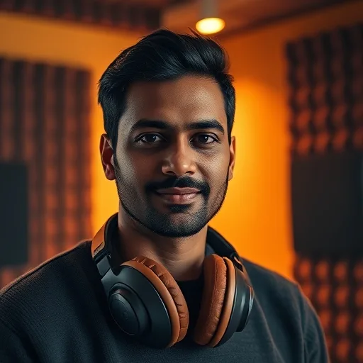Aniket Borkar, Sound Designer — composite AI-generated portrait