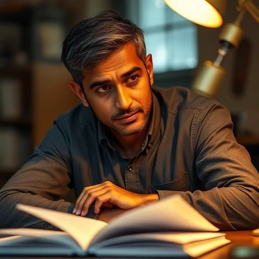 Vivek Menon, Story Editor — composite AI-generated portrait